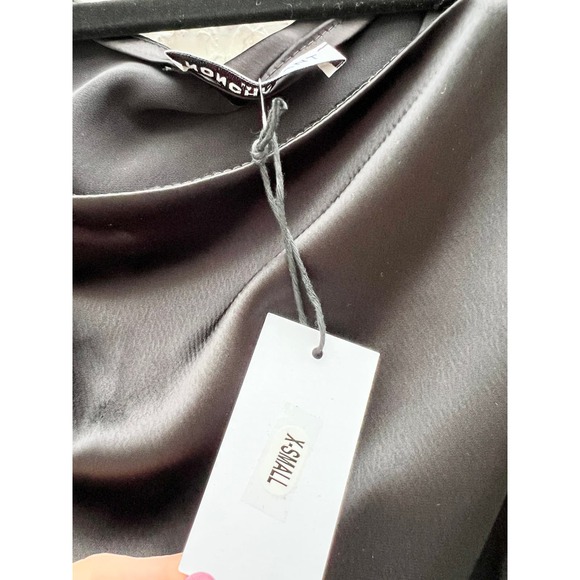 NWT Nonchalant Label Hi Low Hem Satin Dinah Maxi Dress Black Women's Size XS - Picture 6 of 8